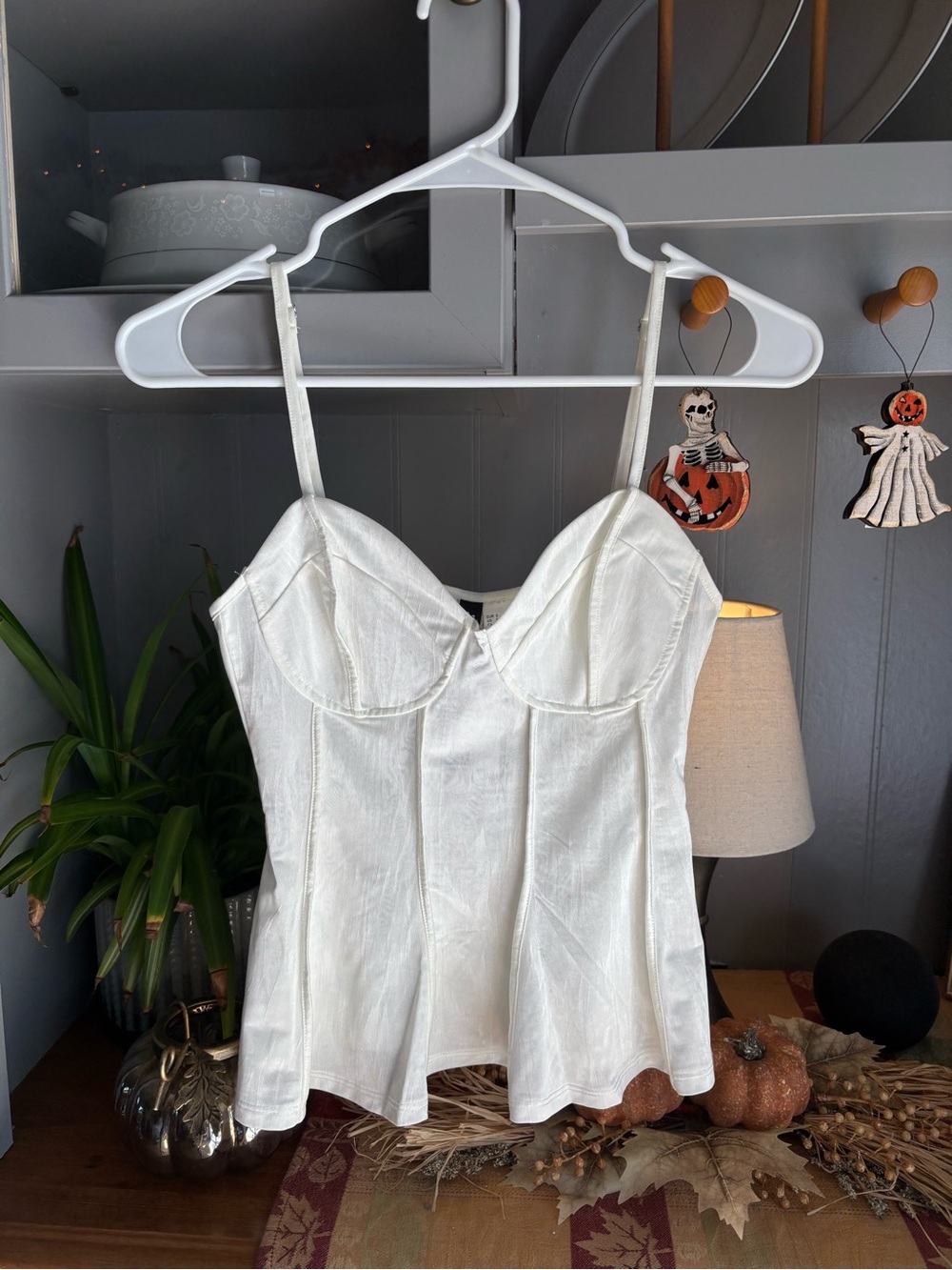 NWT H&M White Bustier Cami with Structured Seams